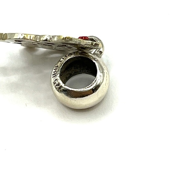 I love you charm 925 IBB THAI sterling silver  heart with a red crystal Charm - Picture 5 of 6